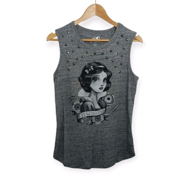 Disney Tops - Disney Art of Snow White Women's Size Large Tank Top Gray Studded